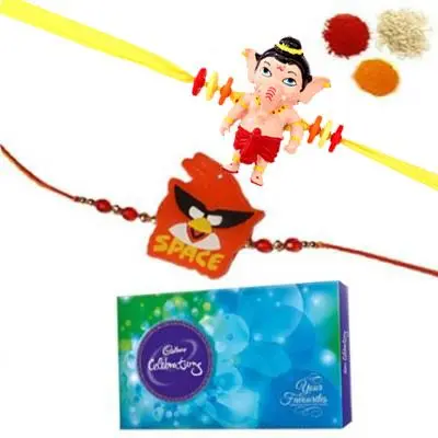 Pair of Kids Rakhi with Cadbury Celebration