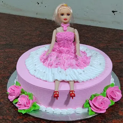 Eggless Strawberry Doll Cake