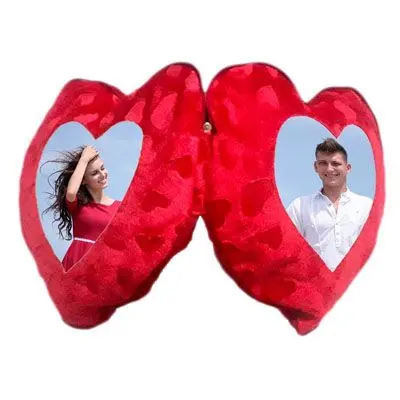 2 Heart Shape Photo Cushion for Couple