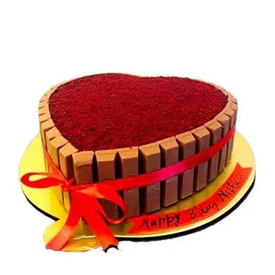 Heart Shape Kitkat Red Velvet Cake