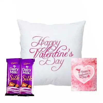 Valentine Day Cushion with Silk, Card