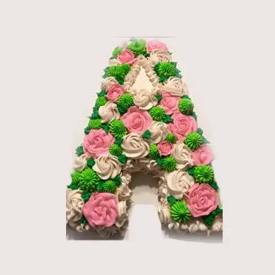 A Shape Strawberry Floral Cake