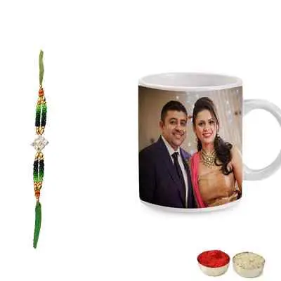 Kundan Rakhi with Photo Mug